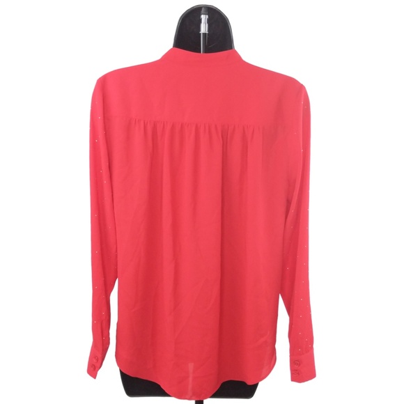 INC Red Rhinestone Faux Wrap Top - Picture 2 of 3